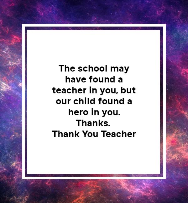 thank you message to teacher from parents